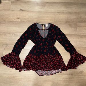 Mossimo Supply Co. Black and Red Floral Blouse